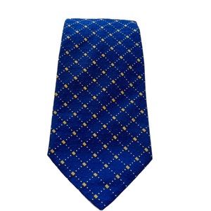 A Vous de Voir men’s silk tie in cobalt blue with diamond pattern. EUC